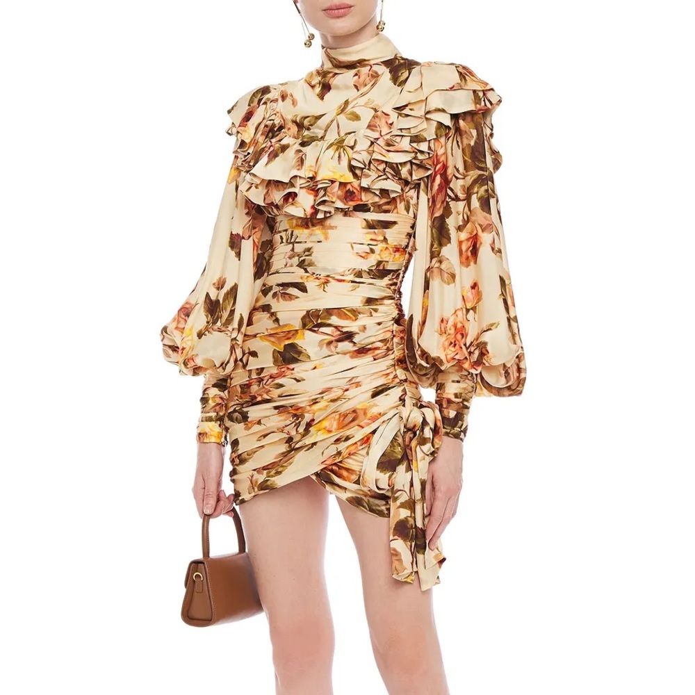 Zimmermann Resistance Ruffle Shoulder Mini Dress 0